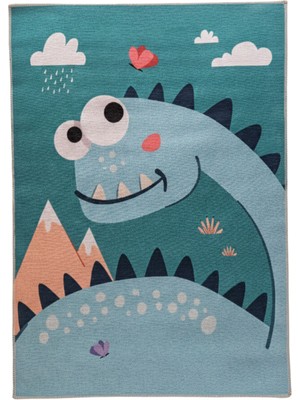 Itsy Bitsy Kids Dinotopia Çok Renkli Yıkanabilir Çocuk Halısı 120 x 160 cm
