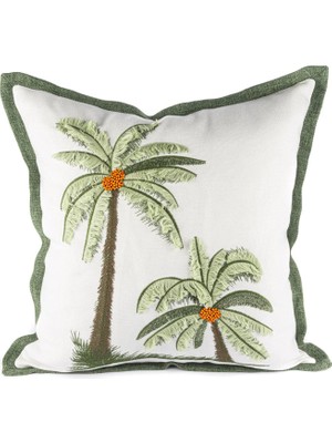 Mikasa Moor Palmiye Nakışlı Keten Kırlent 55X55 cm