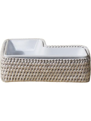 King Zoo Beyaz L-Rattan Servis Tabağı