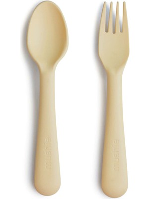 Mushie Pale Daffodil Sarı 6+ Ay Çocuk Çatal Kaşık Seti