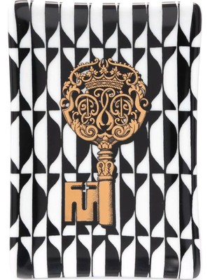 Fornasetti Chiavi And Losanghe Siyah Porselen Kül Tablası