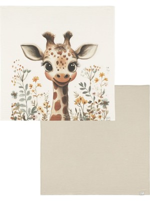 Duckyboo Baby Giraffe & Teddy Beige Pamuklu Müslin 2'li Bebek Örtüsü Seti