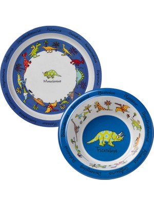 Tyrrell Katz Dino Melamin Çocuk Mama Tabağı ve Mama Kasesi Seti