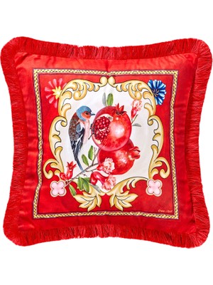 Chiara Alessi La Dolce Vita Kırmızı Bej 45X45 cm Dekoratif Yastı
