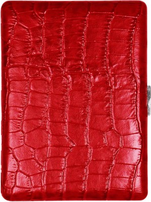 Pearl Japan Cosmos Croco Kırmızı 9'lu Deri Uzun Sigara Tabakası