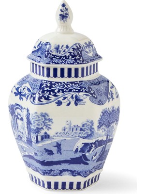 Spode Blue Italian Mini Mavi Beyaz Porselen Vazo