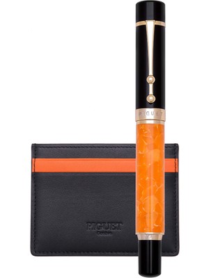 Piguet Taurus L'orange Rollerball Kalem ve Deri Kartlık Seti