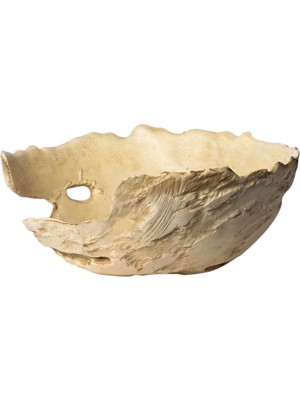Ponet Maison Woody Ahşap Soyut Desen Dokulu Dekoratif Büyük Kase 42 x 16 cm
