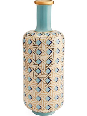 Jonathan Adler Basketweave Tall Bottle Seramik Vazo
