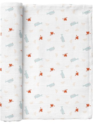 Casadora Baby Boubou Organik Pamuk Yıkanmış Müslin Bebek Örtü 115 x 115 cm