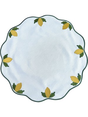 Matis Home Line Amalfi Yeşil Desenli Keten 2'li Amerikan Servisi Seti