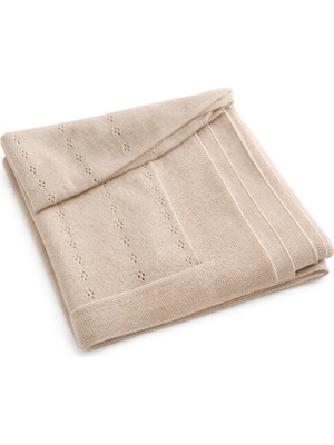 Babylone Soft Knit Bej Pamuklu Bebek Çocuk Battaniyesi 100 x 90 cm