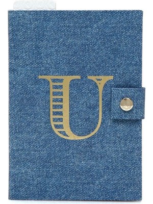 Mavi Denim Görünümlü Harf Baskılı Defter