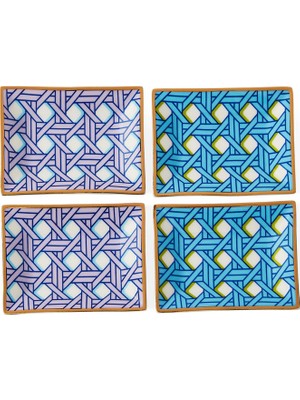 Jonathan Adler Basketweave Petite 4lü Seramik Dekoratif Tabak