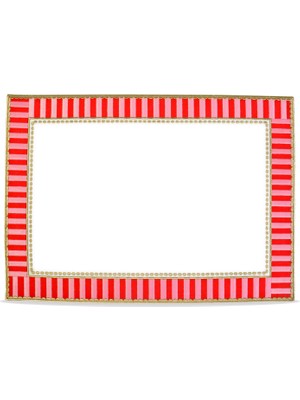Ge Living Dekoratif Candy Serisi Keten Pembe Kırmızı Damalı Keten Amerikan Servis 35X50 cm