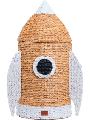 Zoa Collection Kapaklı Rattan Roket Oyuncak Sepeti