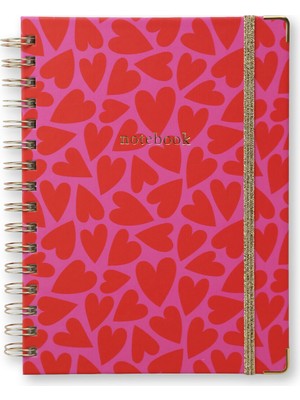 Chapters Pink&red Hearts Spiralli Notebook Defter