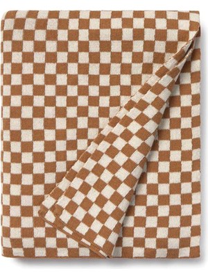 Lorena Canals Tiles Toffee Tarçın Pamuklu Örgü Bebek Çocuk Battaniyesi 80 x 100 cm