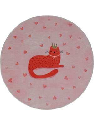 Itsy Bitsy Kids Kitty Of Queens Pembe Yıkanabilir Çocuk Halısı 120 cm