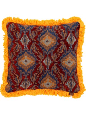 Saloni Ornella Ottoman Turuncu Saçaklı Etnik Desenli Kırlent 50 x 50 cm
