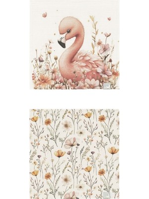 Duckyboo Baby Flamingo & Bloomie Müslin 2'li Bebek Örtü Seti
