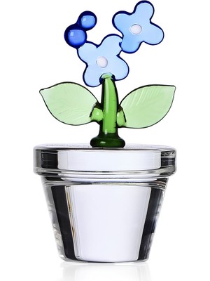 Ichendorf Milano Fruits & Flowers No:6 Mavi Çiçek Figürlü Cam Dekoratif Obje 10 cm