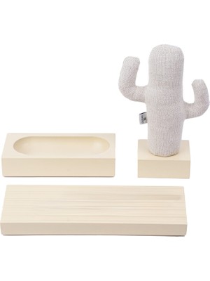 Kayıgo Woody Krem Bej Cactus 3'lü Masaüstü Organizer