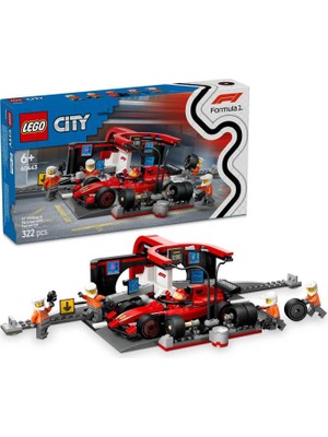 LEGO City Ferrari Arabalı F1 Pit Stop ve Pit Ekibi 322 Parça 6+ Yaş Yapı Oyuncağı 60443