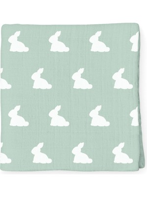Deux Lapins %100 Pamuk Mono Lapin Matcha Green Müslin Bebek Bakım Örtüsü 70 x 70 cm