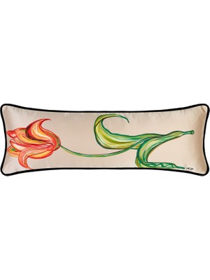 Alpaq Studio Lalezar Koyu Bej El Boyaması Ipek Kırlent 25 x 65 cm