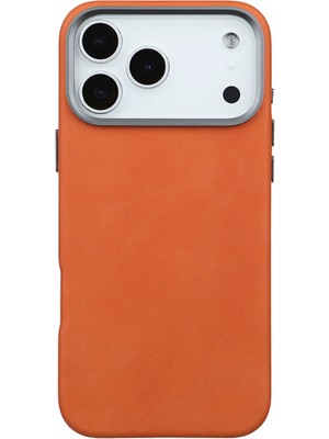 Deercase iPhone 17 Pro Turuncu Premium Vintage Dokulu Darbe Emici Kamera Korumalı Magsafe Uyumlu Telefon Kılıfı