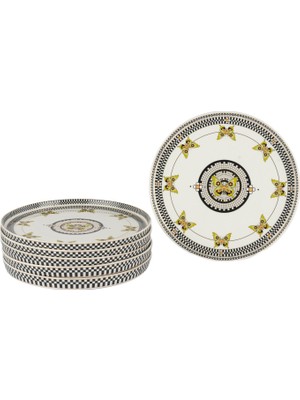 Mikasa Moor Monarch Siyah Beyaz Porselen 6'lı Tatlı Tabağı Seti