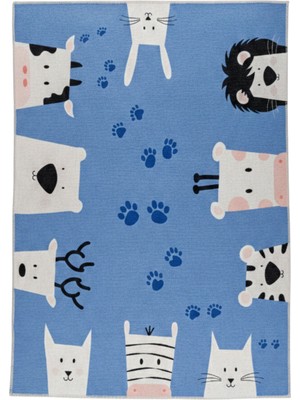 Itsy Bitsy Kids Paws And Claws Çok Renkli Yıkanabilir Çocuk Halısı 120 x 160 cm