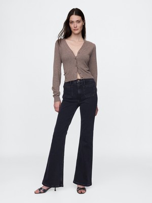 Gap Kadın Siyah High Rise '70S Flare Jean Pantolon