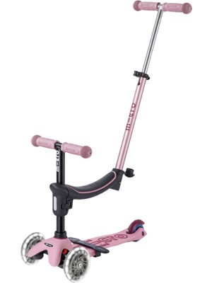 Micro Mini 6 In 1 Deluxe Rock And Go LED Dusty Rose 1+ Yaş 3 Tekerlekli Yaş Çocuk Scooter