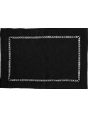 Midnight Siyah Keten 4'lü Amerikan Servis Seti 35 x 50 cm