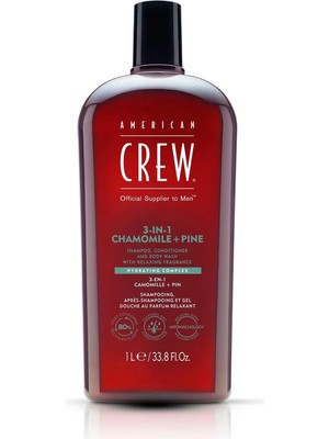 American Crew 3in1 Chamomile & Pine With Relaxing Fragrance Erkekler Için 3'ü 1 Arada Arındırıcı Şampuan 1000 ml