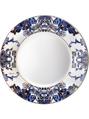 Roberto Cavalli Azulejos Mavi Beyaz Desenli Porselen Çukur Tabak 22 cm