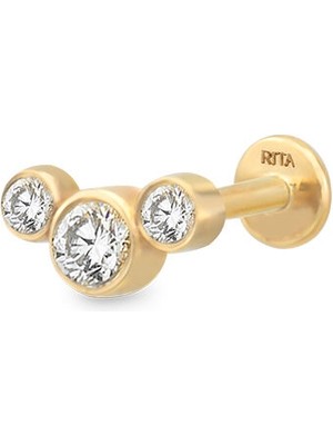 Rita Fine Jewelry Trio 14 Ayar Altın Kadın Pırlanta Piercing