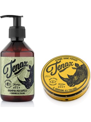 Tenax Per Capelli Şampuan + Strong Pomade Erkek Saç Bakım Seti