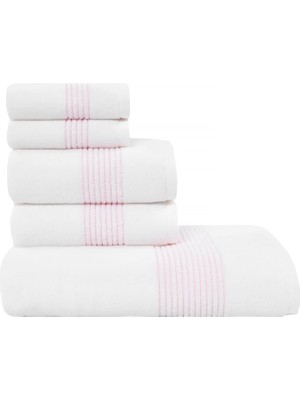 Soft Cotton Aqua Pembe Pamuklu 5'li Havlu Seti