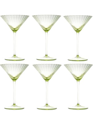 Anna Von Lipa Zeytin Yeşili 6'lı Kristal Martini Bardağı