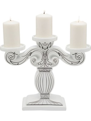 Kare Design Favola Beyaz 3 Kollu Şamdan