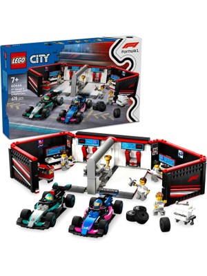 LEGO City F1 Garajı ve Mercedes-Amg ve Alpine Arabaları 678 Parça 7+ Yaş Yapı Oyuncağı 60444