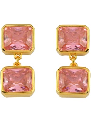 Linya Jewellery Ikili Pembe Kadın Gümüş Küpe