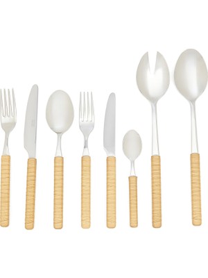 Neva Posateria Creativa Ratan Krem 74 Parça Çatal Bıçak Kaşık Seti