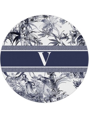 Baci Milano Alphabet Mavi V Harfli Servis Altlığı 34 cm