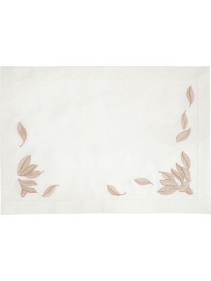 Yaprak Model Kırık Beyaz Keten 4'lü Amerikan Servis 30 x 50 cm