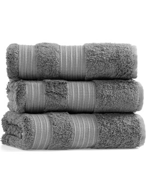 L’appartement London Dark Gray Bambu Tekli Tekli Banyo Havlusu 70 x 140 cm