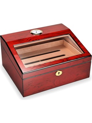 Cigarloong Humidor 40's Kahverengi Ceviz Sedir Ağacı Camlı Puro Kutusu